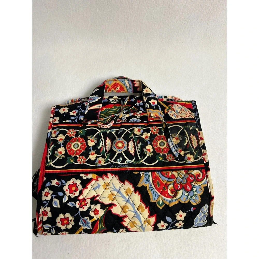 Boho Floral Vera Bradley Womens Black Quilted Travel Hanging Toiletry Bag